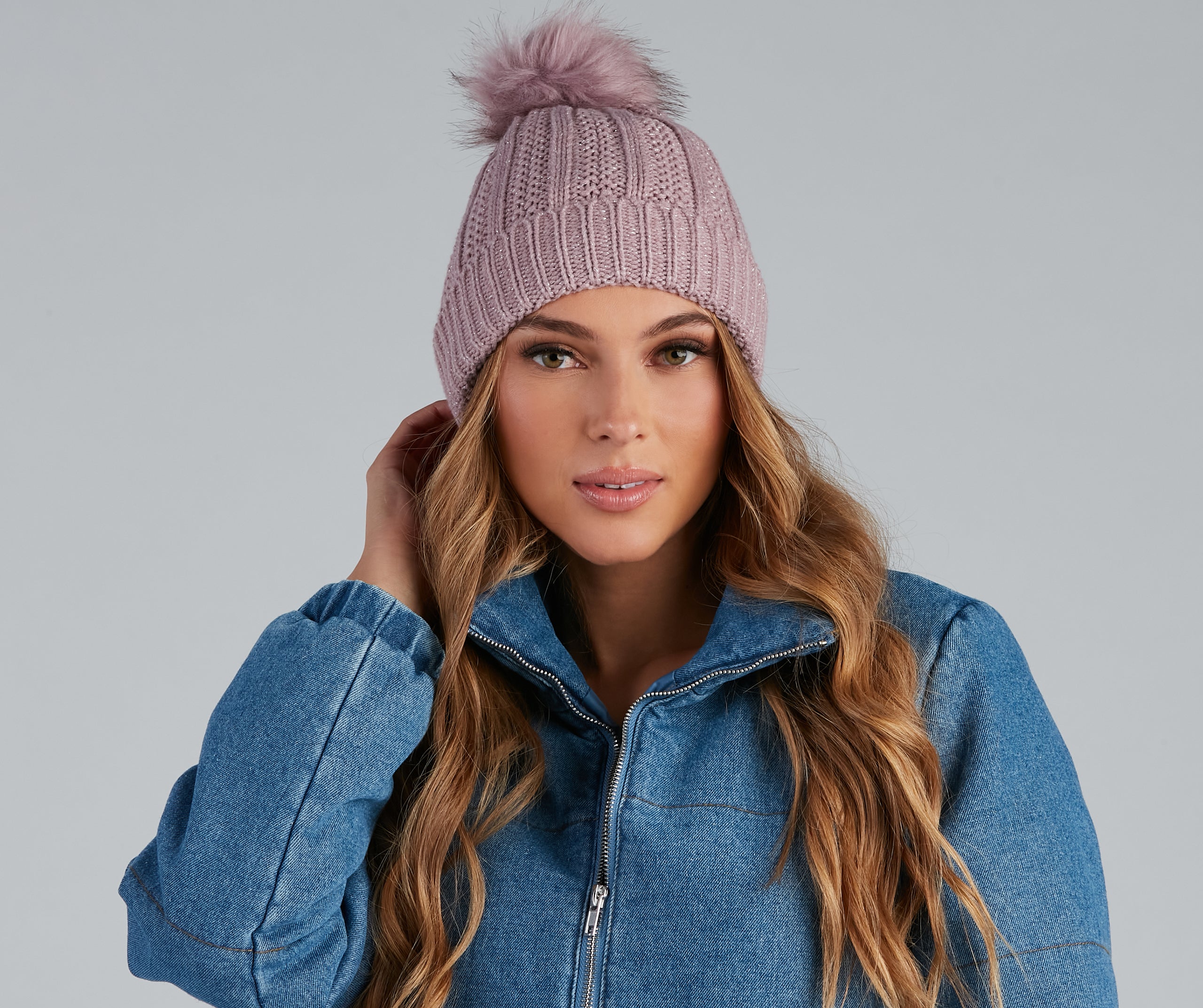 Cutie Pom Twist Knit Beanie