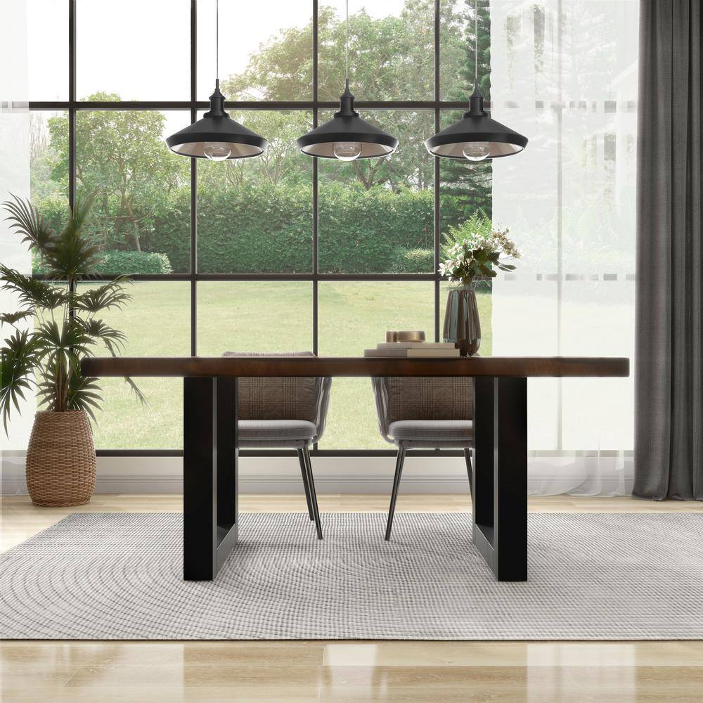 Furniture of America Verdu Rustic Tobacco Oak Wood 72 in. Trestle Dining Table With Live Edge Seats 6 IDF-3606T