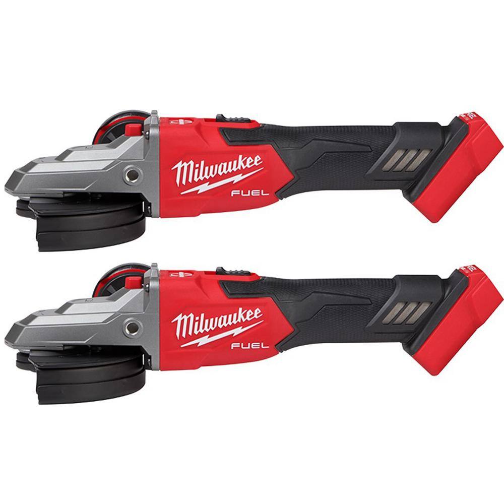 MW M18 FUEL 18-Volt Lithium-Ion Brushless Cordless 5 in. Flathead Braking Grinder with Slide Switch Lock-On (2-Piece) 2887-20-2887-20