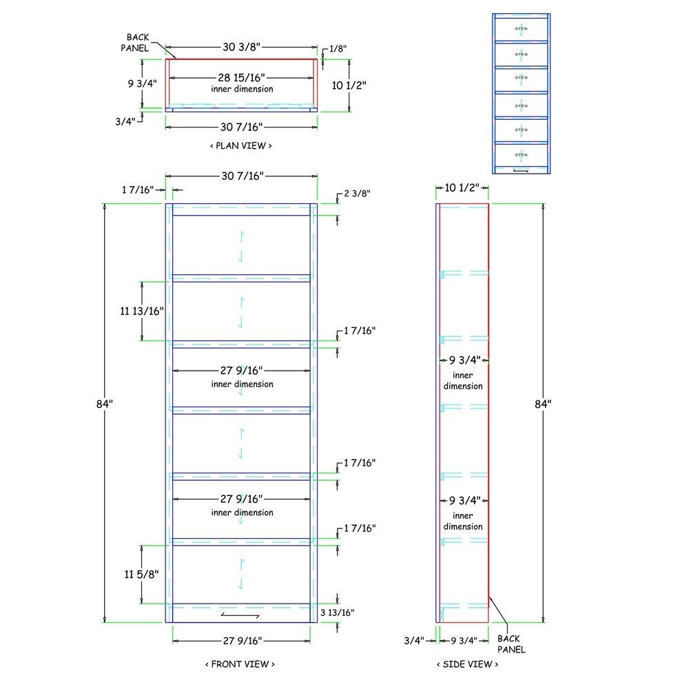 Concepts in Wood MI3084 Single Wide Bookcase  6 Shelves