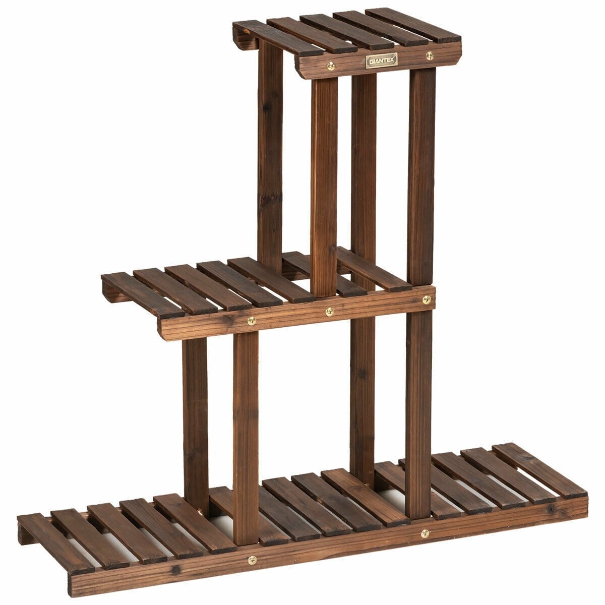 3 Tier Indoor Outdoor Wooden Plant Stand Vertical Display Shelf