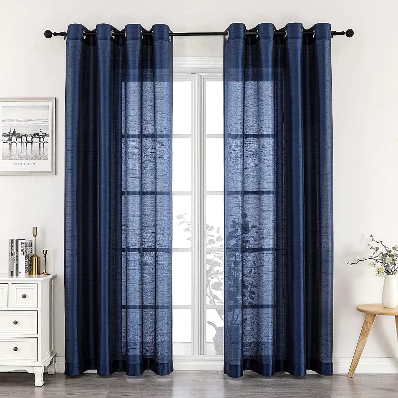 Kate Aurora Home Living 2 Piece Lightweight Basic Sheer Grommet Top Curtain Panels