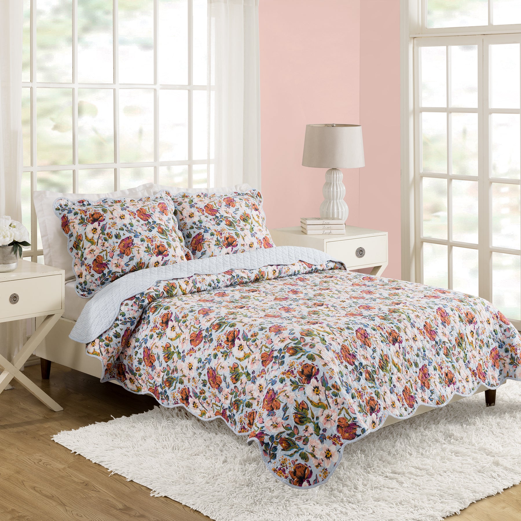 Sea Air Floral Quilt Set, King