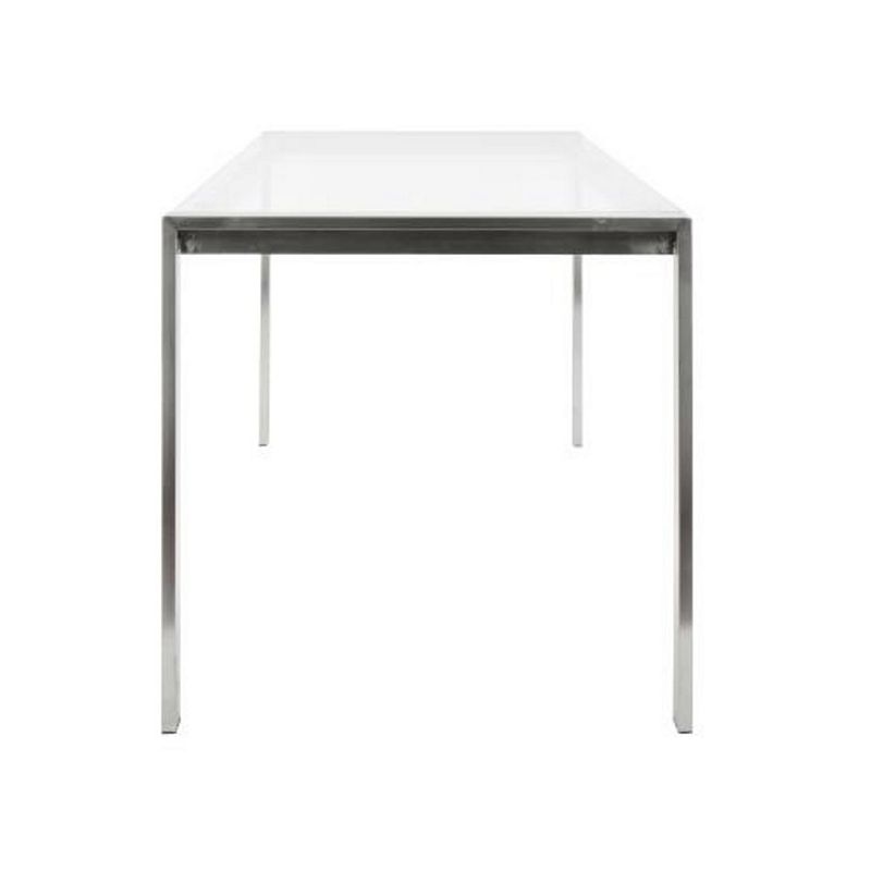 47 Clear Glass with Brushed Stainless Steel Legs Contemporary Fuji Dining Table