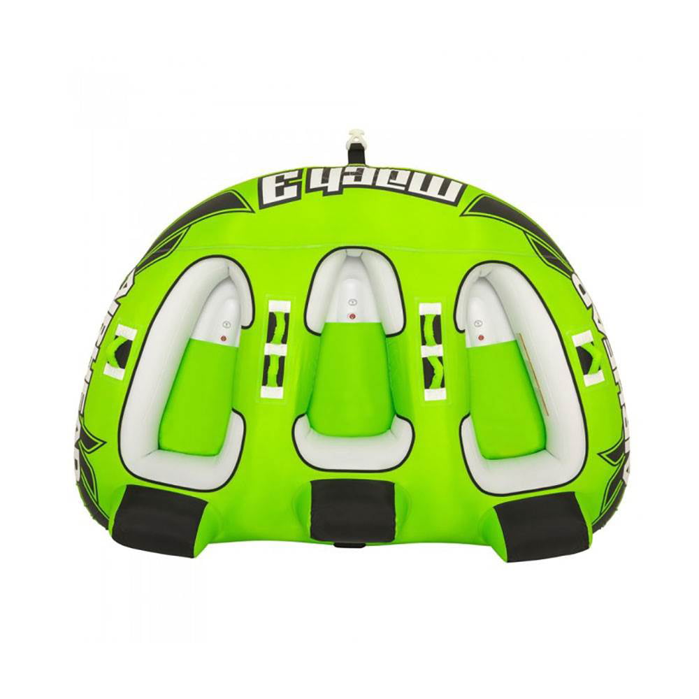 Airhead Mach 3 Three-Person Towable Boat Tube Float， Heavy-Duty Nylon， Green