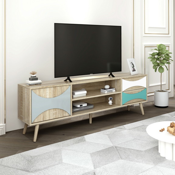 TV Stand with Storage Cabinet and Shelves  TV Cons...