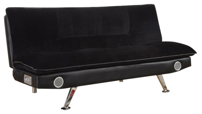 Retro Chick Sofa Bed with speakers  Black   Contemporary   Sleeper Sofas   by Benzara  Woodland Imprts  The Urban Port  Houzz