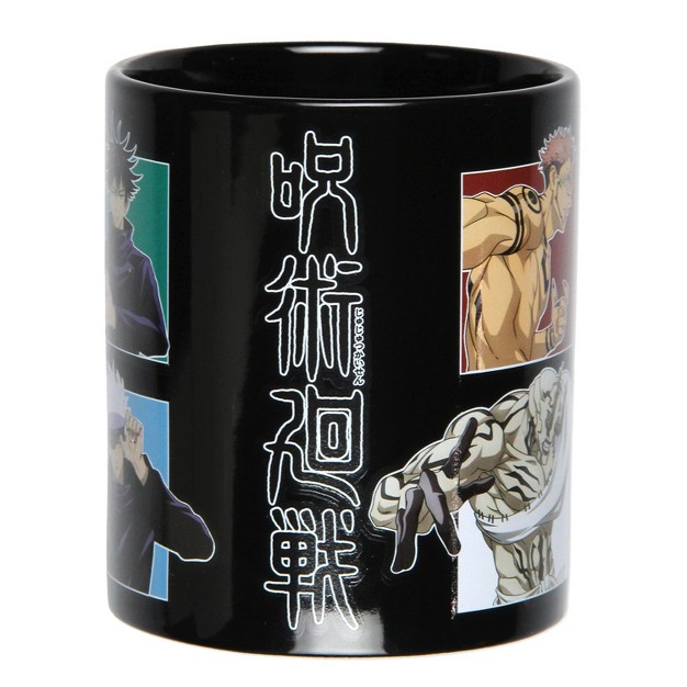 Jujutsu Kaisen Multi Character Grid 16 Oz Ceramic Coffee Mug Tea Cup Black