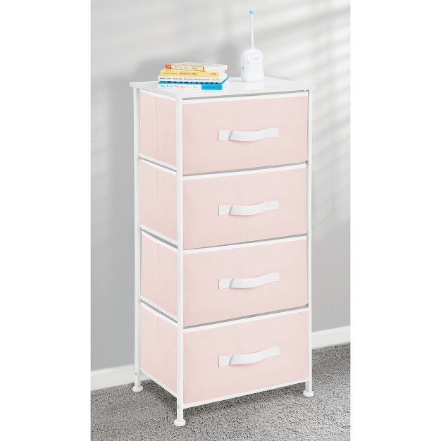 Tall Dresser Storage Tower Stand With 4 Fabric Drawers