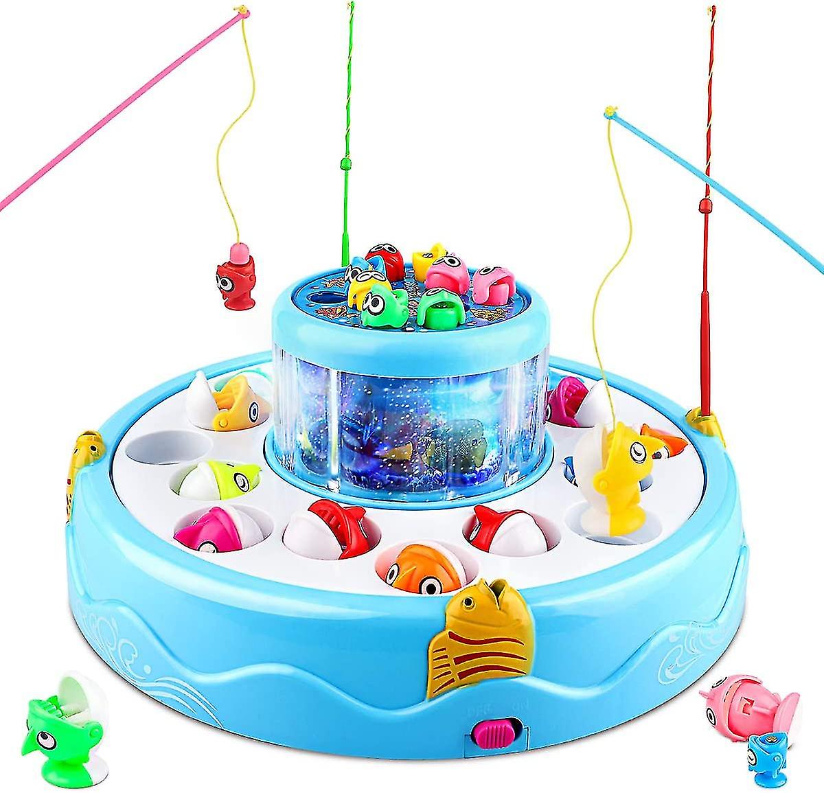 Fishing Toy Electric Multiplayer Magnetic Fishing Set Toy With 4 Fishing Rods and Light and Music Learning Gift