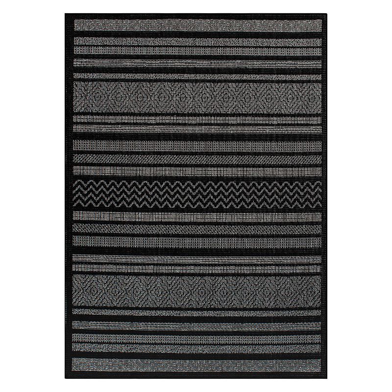 World Rug Gallery Contemporary Bohemain Stripes Indoor/Outdoor Waterproof Patio Area Rug