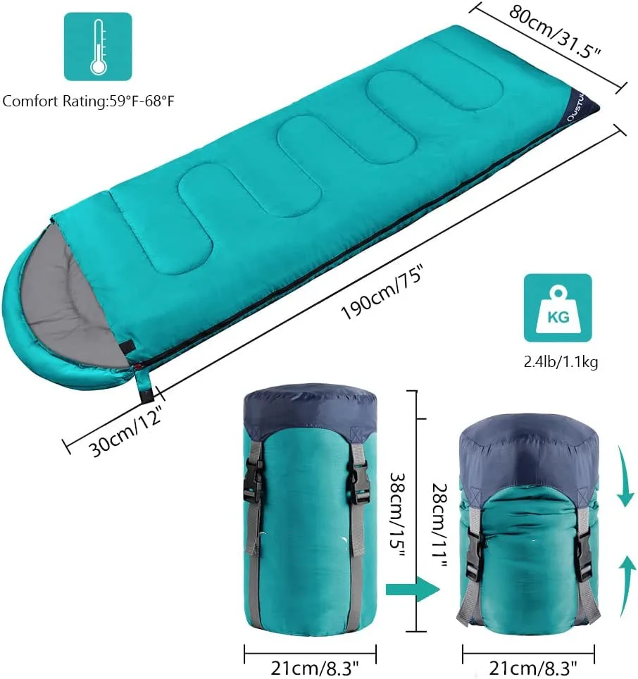 Sleeping Bag for Adults  3 Season Warm  cold Weather  Lightweight Backpacking Sleeping Bag  Compact