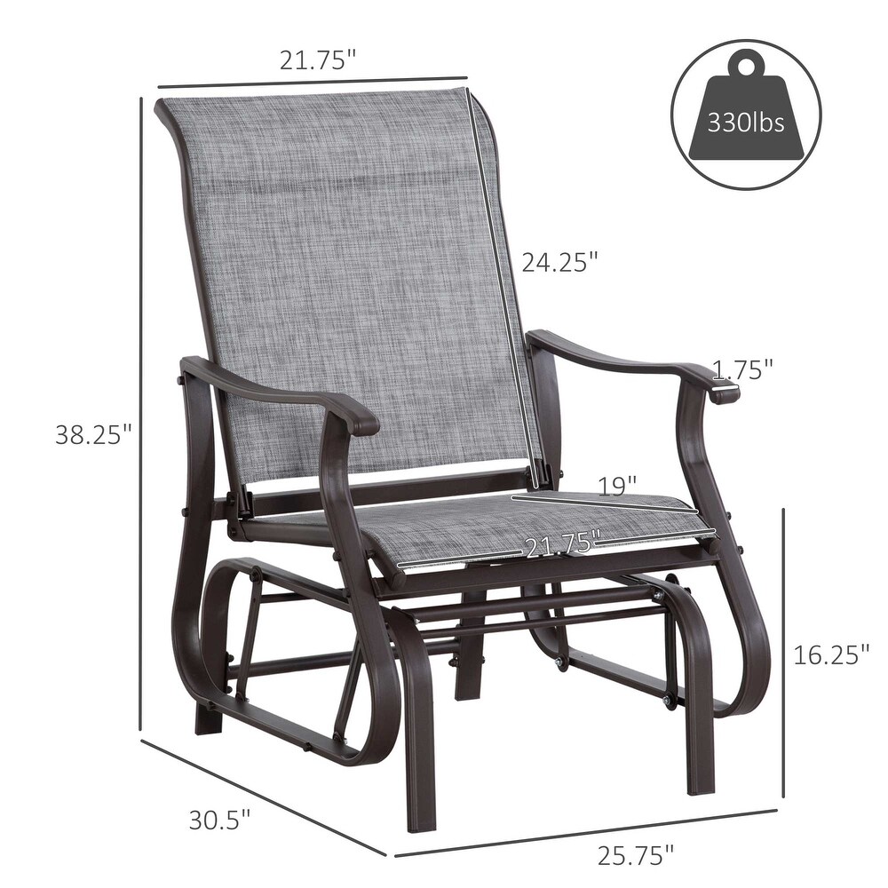 Outsunny Outdoor Swing Glider Chair  Patio Mesh Rocking Chair with Steel Frame for Backyard  Garden and Porch