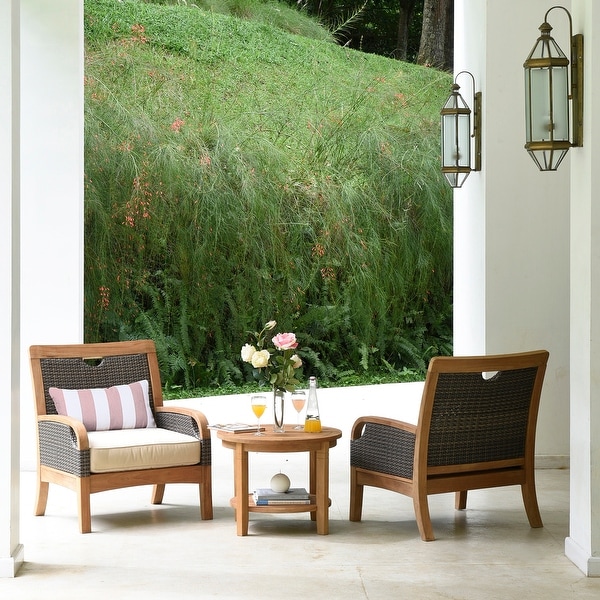 Cambridge Casual Palma 3piece Teak Wicker Outdoor Chat Set with FREE Pillow