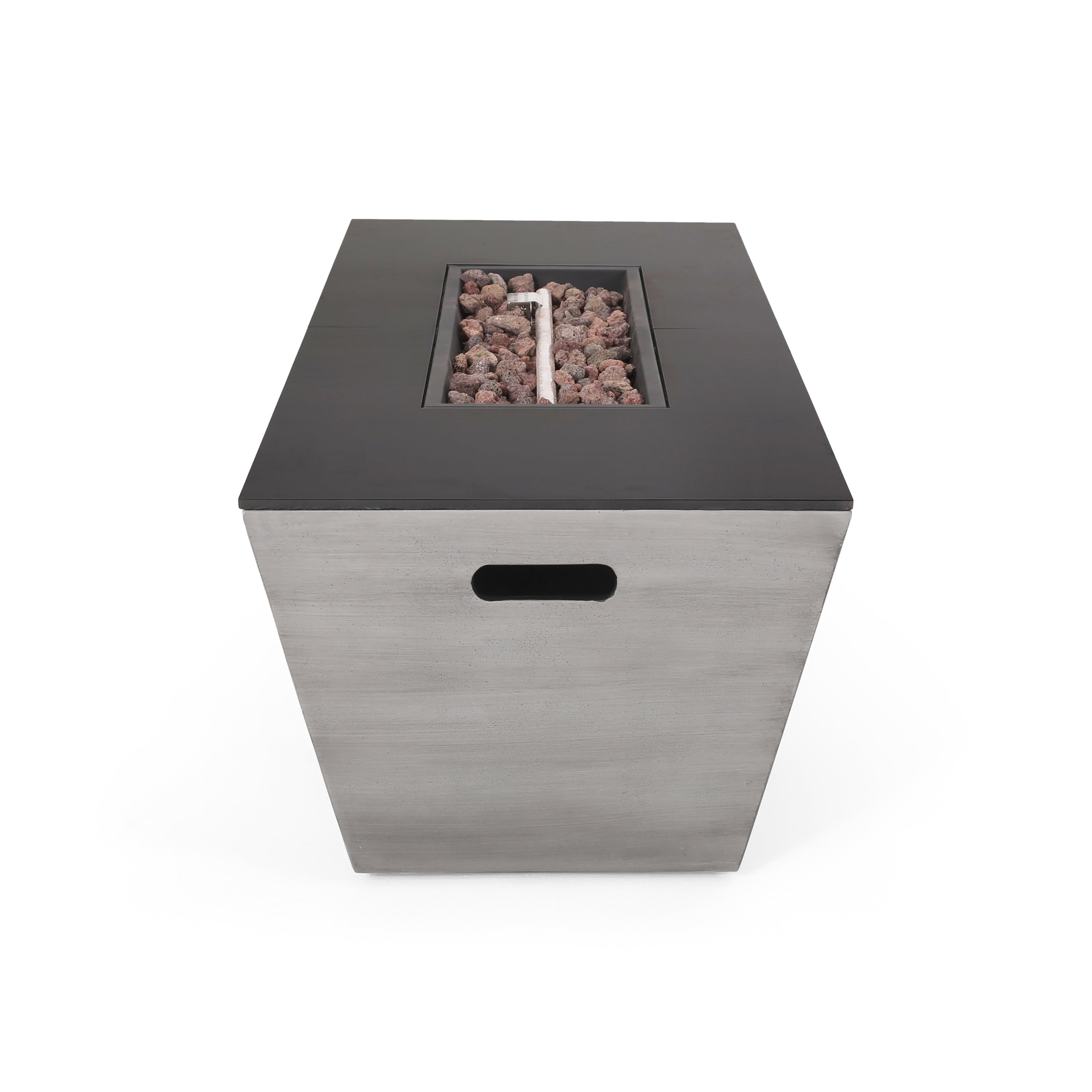 Harmon Outdoor 50,000 BTU Lightweight Concrete and Ceramic Rectangular Fire Pit (No Tank Holder), Dark Gray and Black