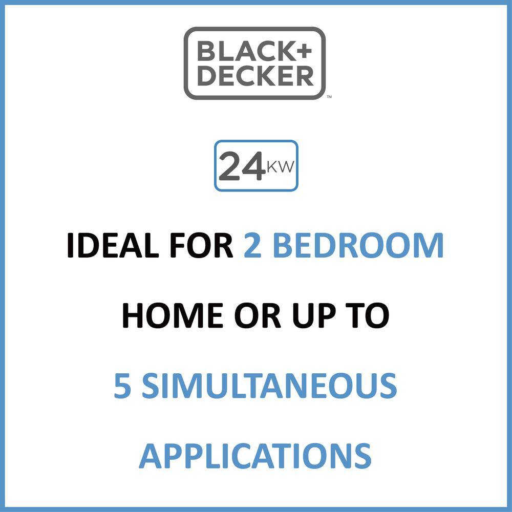 BLACK+DECKER 24 kW 4.65 GPM Residential Electric Tankless Water Heater Ideal for 2 Bedroom Home Up to 5 Simultaneous Applications BD-24HD