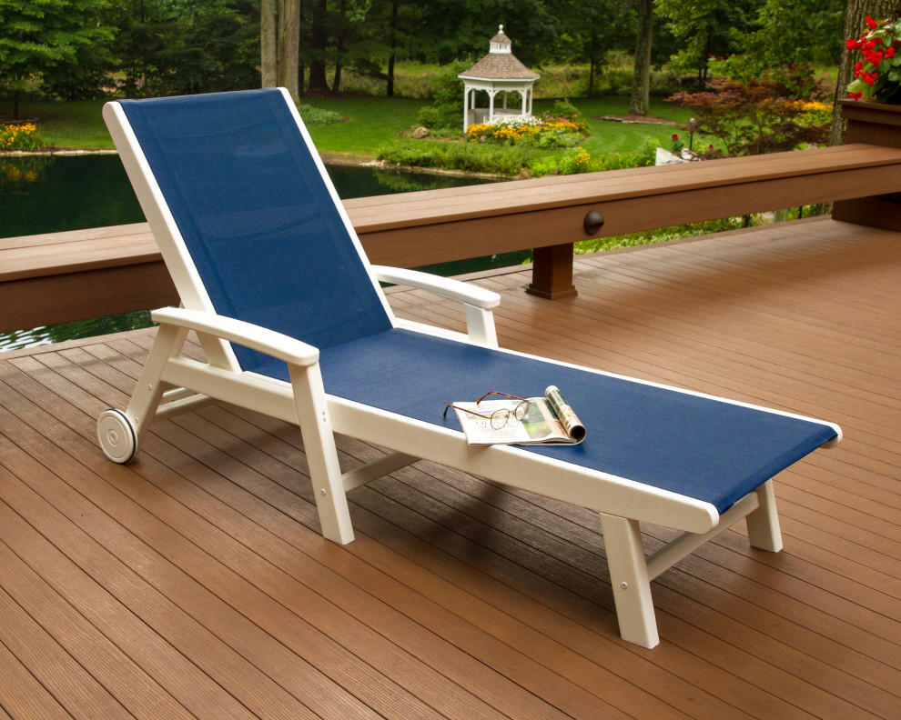 Coastal Chaise With Wheels   Beach Style   Outdoor Chaise Lounges   by POLYWOOD  Houzz