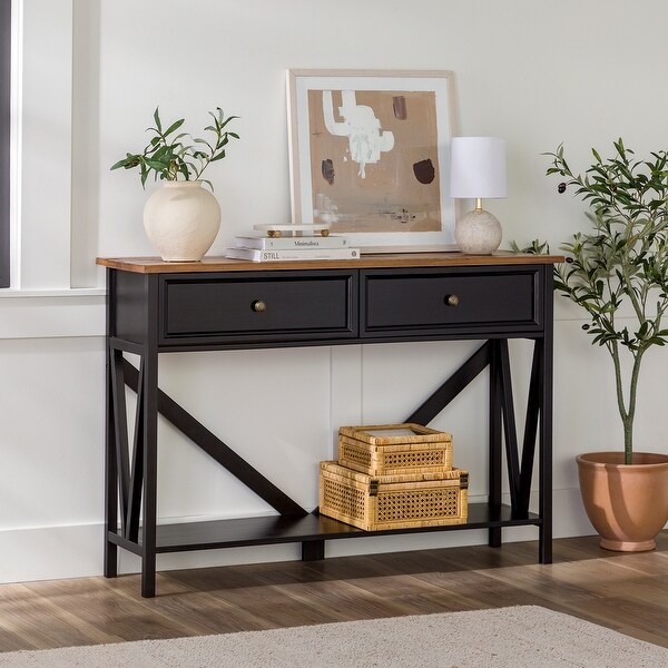 Middlebrook Rustic 2-Drawer Entry Table with Lower Shelf