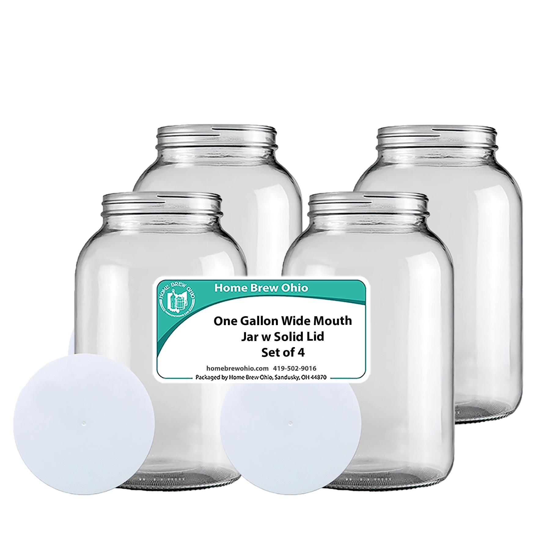 One Gallon Wide Mouth Glass Jar with Lid-Set of 4