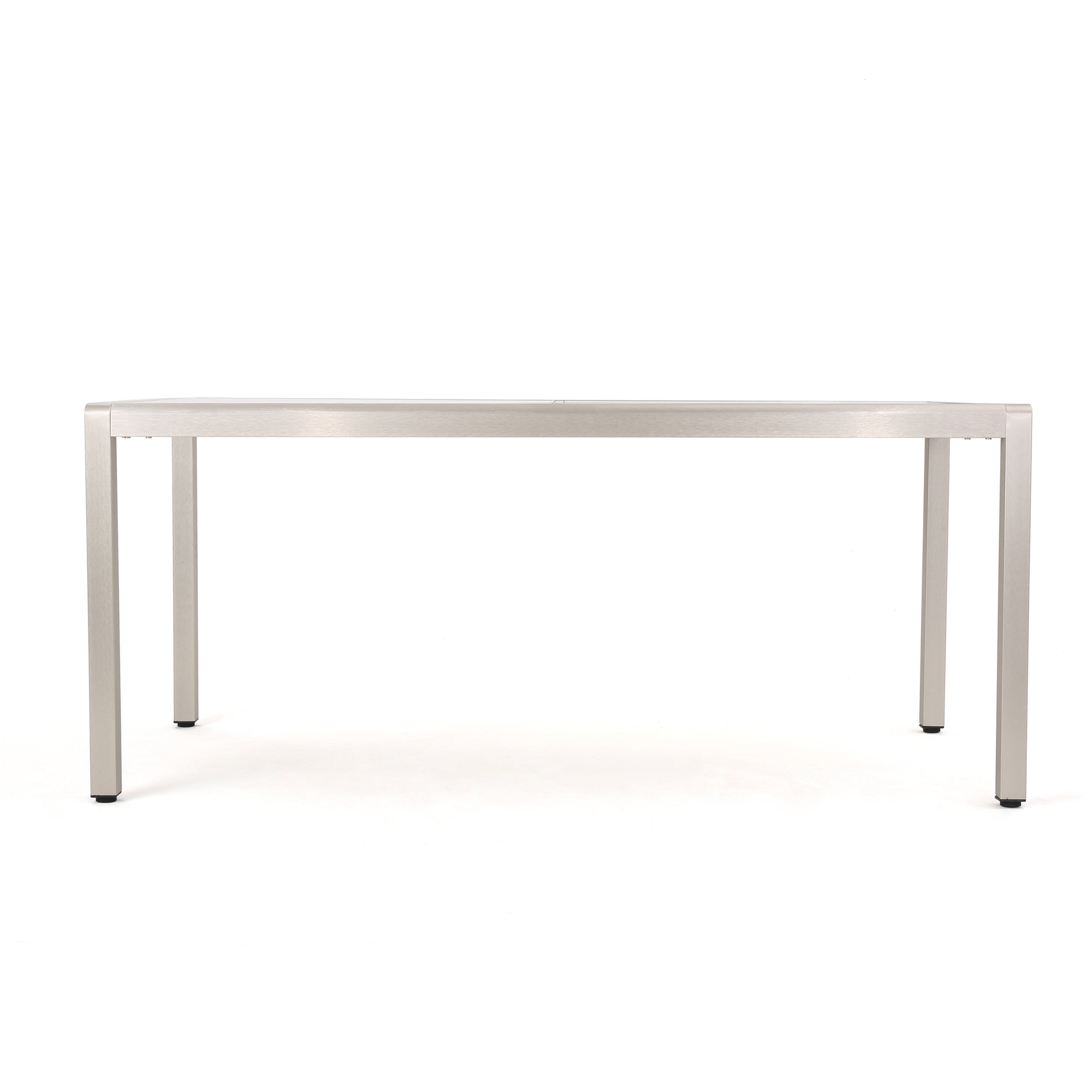 Coral Bay Outdoor Grey Aluminum Dining Table with Tempered Glass Top