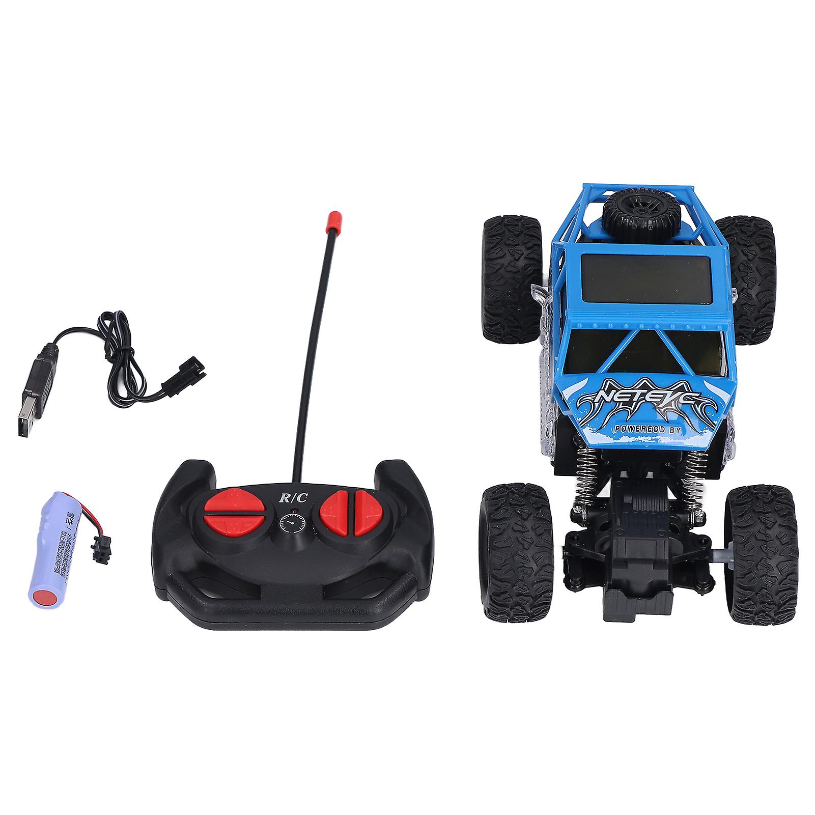 Remote Control Car Usb Rechargeable Stable Chassis Rc Off Road Vehicle Toy With Light Blue