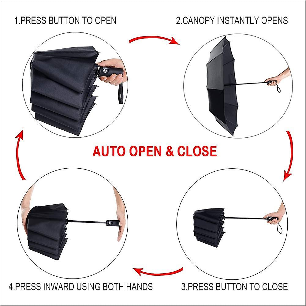 Liangnv 2 Packs Travel Umbrella Windproof 10 Ribs Auto Open and Close Collapsible Folding Small Compact Umbrella For Rain