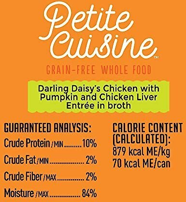 Petite Cuisine Darling Daisy's Chicken with Pumpkin and Chicken Liver Entree in Broth Grain-Free Wet Cat Food， 2.8-oz， case of 24