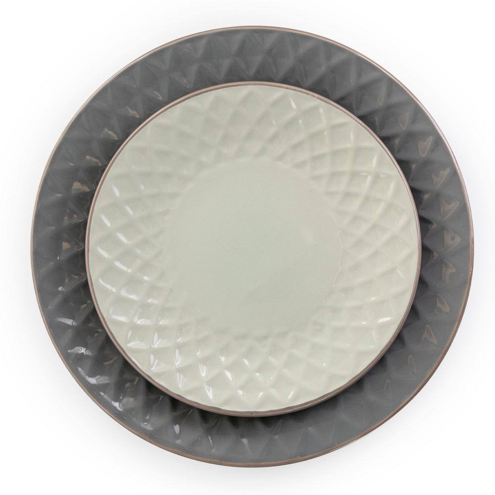 Elama 16-Piece Tahitian Diamond Slate and Pearl Stoneware Dinnerware Set (Service for 4) 985114792M