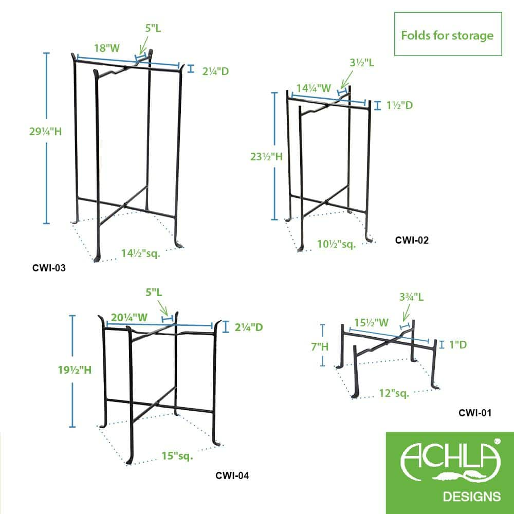 ACHLA DESIGNS 22 in. Dia Black Powder Coat Iron Multi-Purpose Large Folding Floor Stand CWI-03