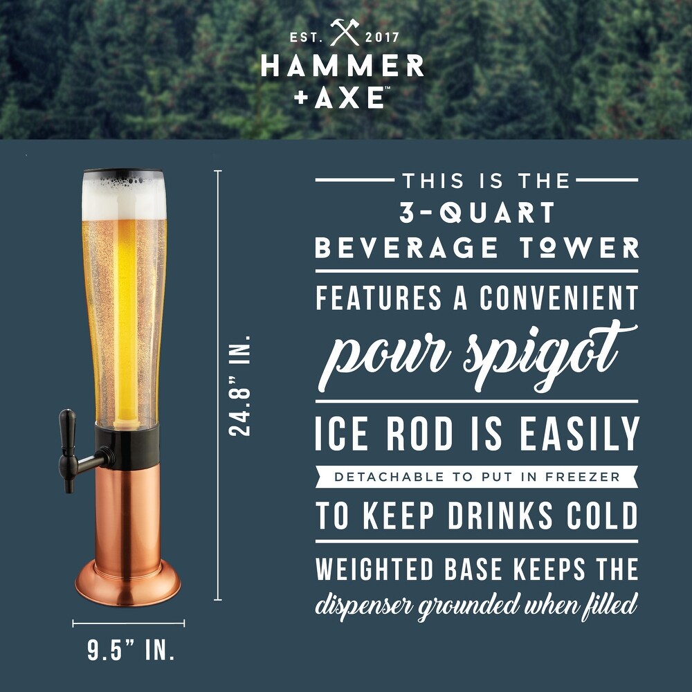 Hammer and Axe Beer Tower Drink Dispenser   8 x 8 x 29