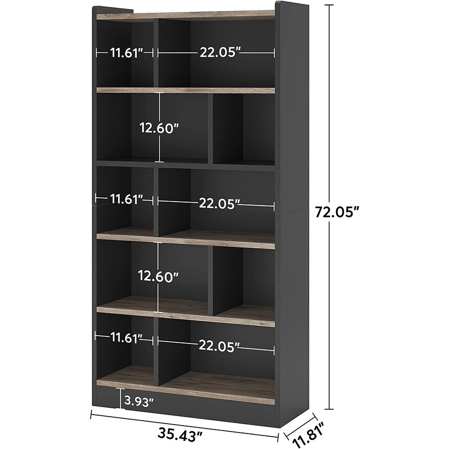 72 Inch Tall Bookcase  6 Tier Cube Bookshelf Storage Organizer for Home Office  Library