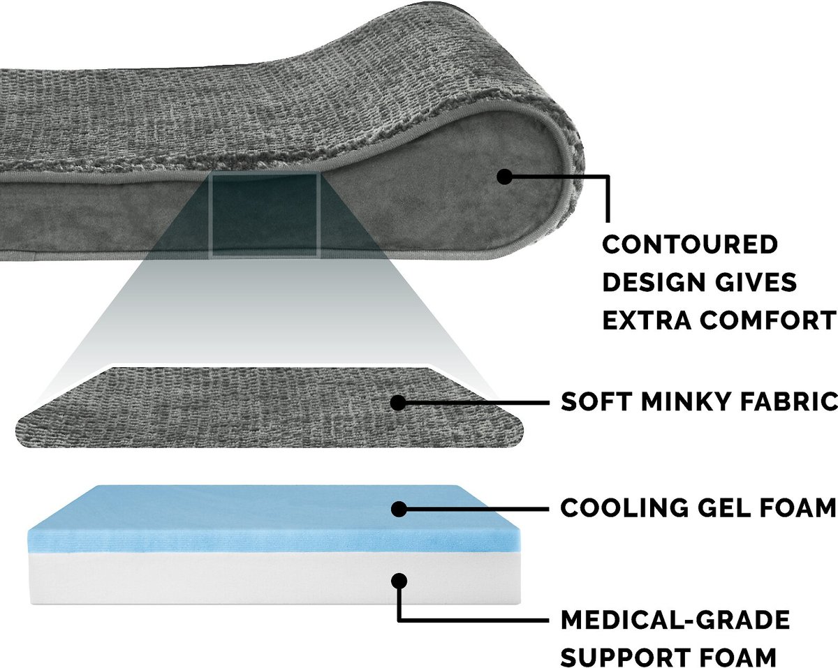 FurHaven Minky Plush Luxe Lounger Cooling Gel Dog Bed w/Removable Cover