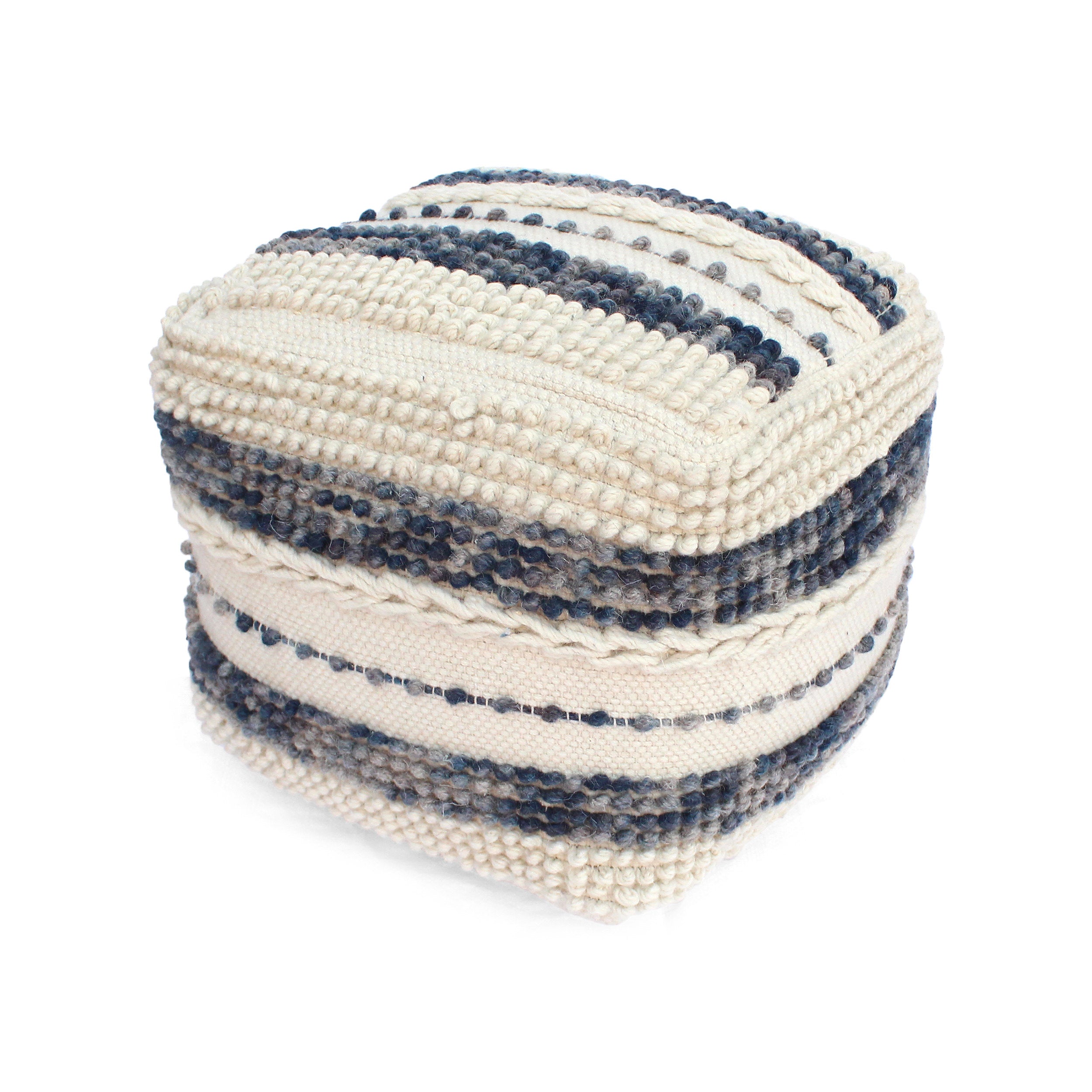 Rut Contemporary Handcrafted Fabric Cube Pouf