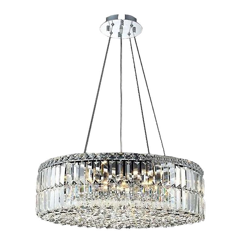 Phube Modern Crystal Hanging Chrome Pendant Light Round Shape Fixture