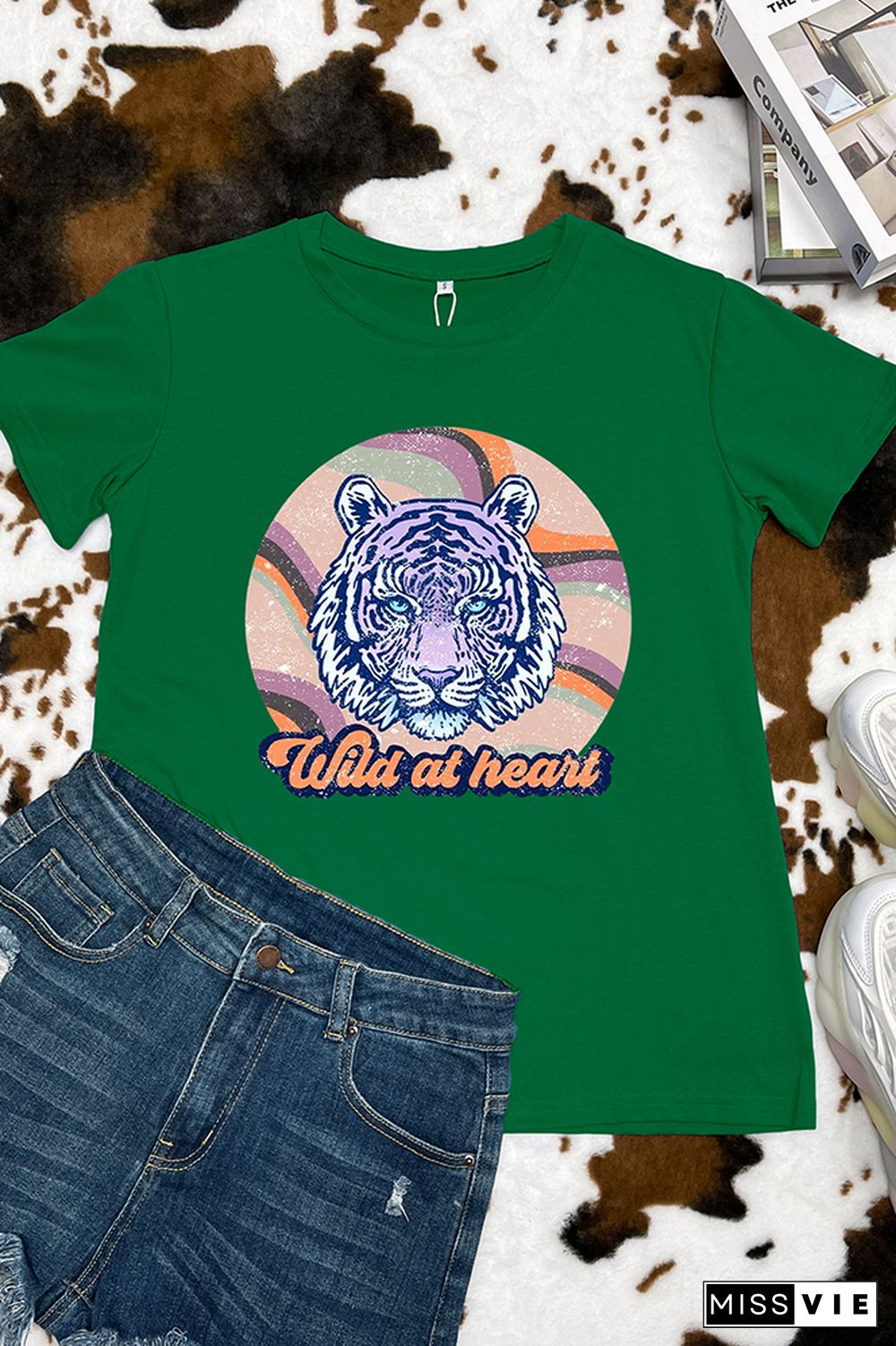 Retro Tiger Sublimation Graphic Tee Wholesale