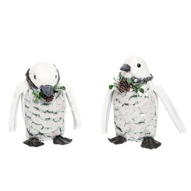 Transpac Fabric 8 In White Christmas Penguin Set Of 2