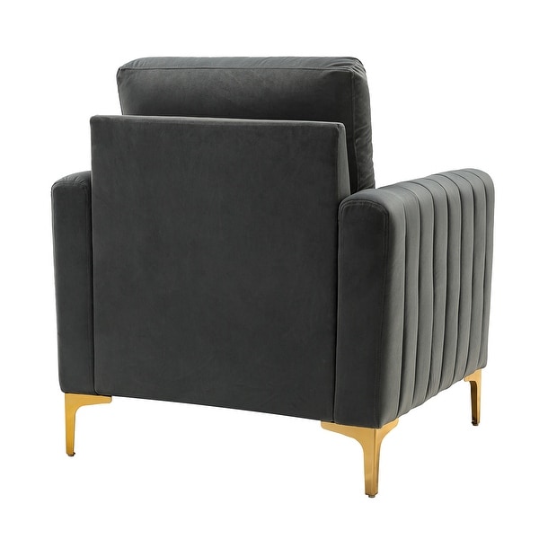 Ganymedes Contemporary Velvet Accent Arm Chair with Golden Legs Set Of 2 by HULALA HOME