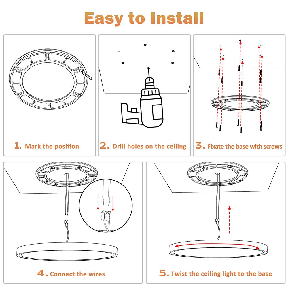 Yescom 50W 24 in. Modern Ceiling Flush Light Dimmable