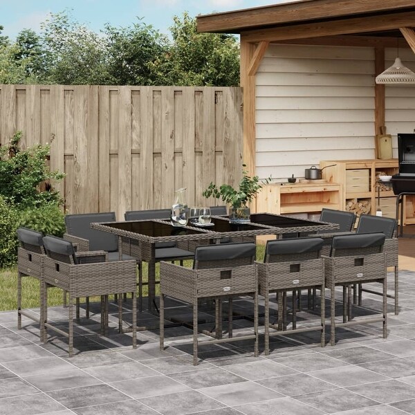 vidaX Patio Dining Set with Cushions Poly Rattan