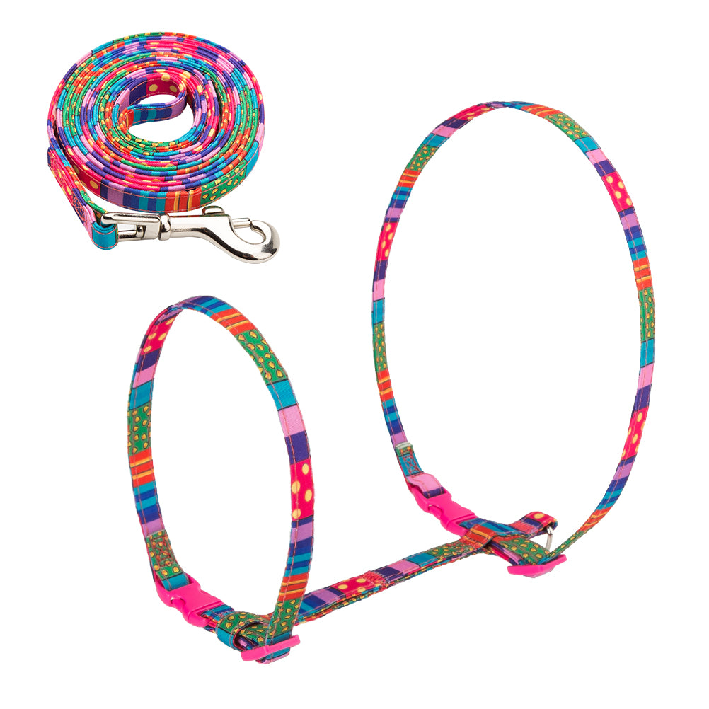 Buckle Cat Harness With Leash，Buckle Colorful Design for Cat Harness and Puppy Cat