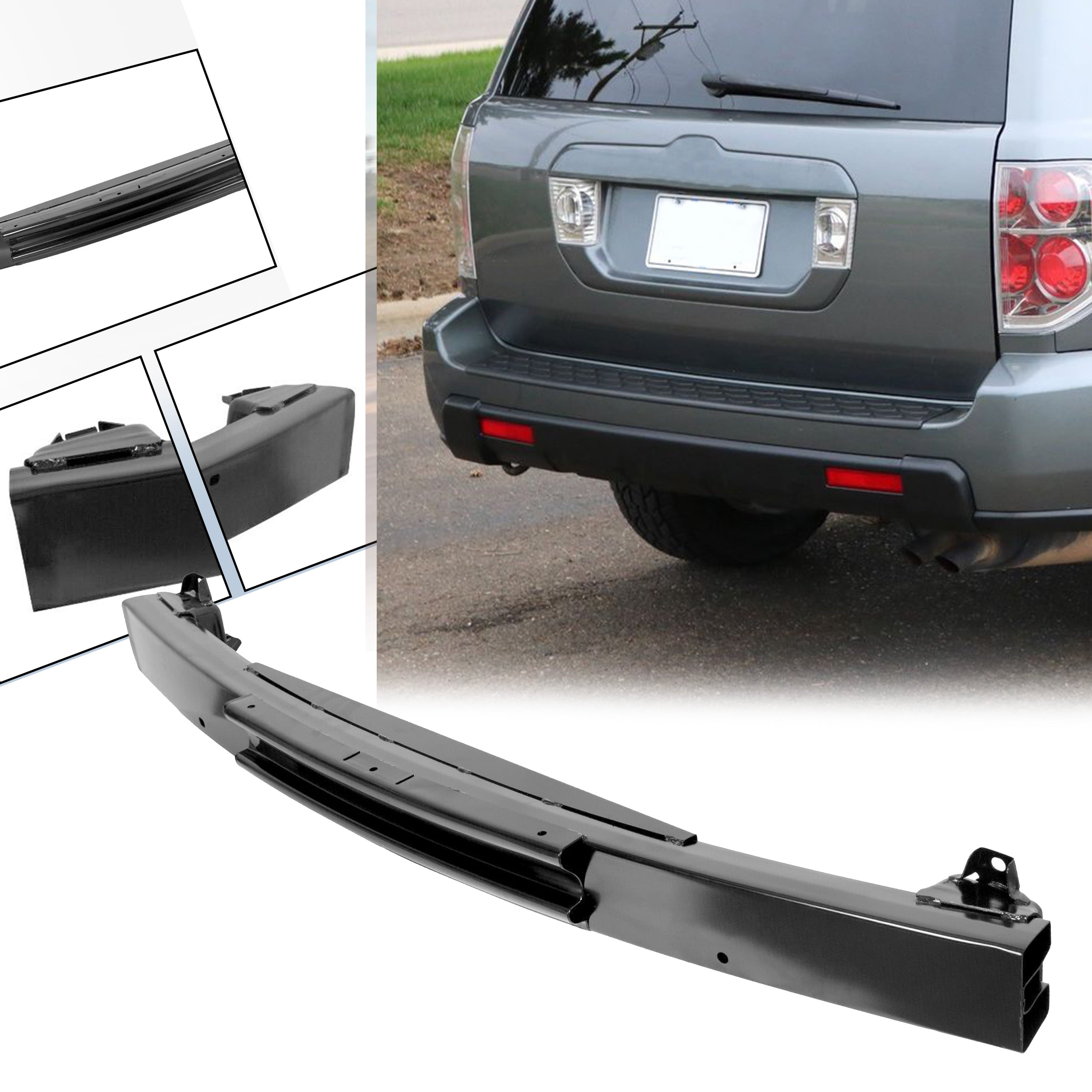 Kojem Rear Bumper Face Bar Reinforcement Crossmember Impact Bar Primed Steel for 2003-2008 Honda Pilot Replaces HO1106159 71530S9VA00ZZ