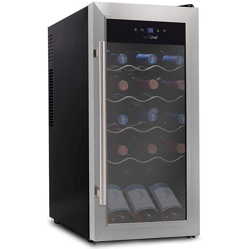 NutriChef Digital Electric 18 Bottle Thermoelectric Wine Chiller Cooler， Black