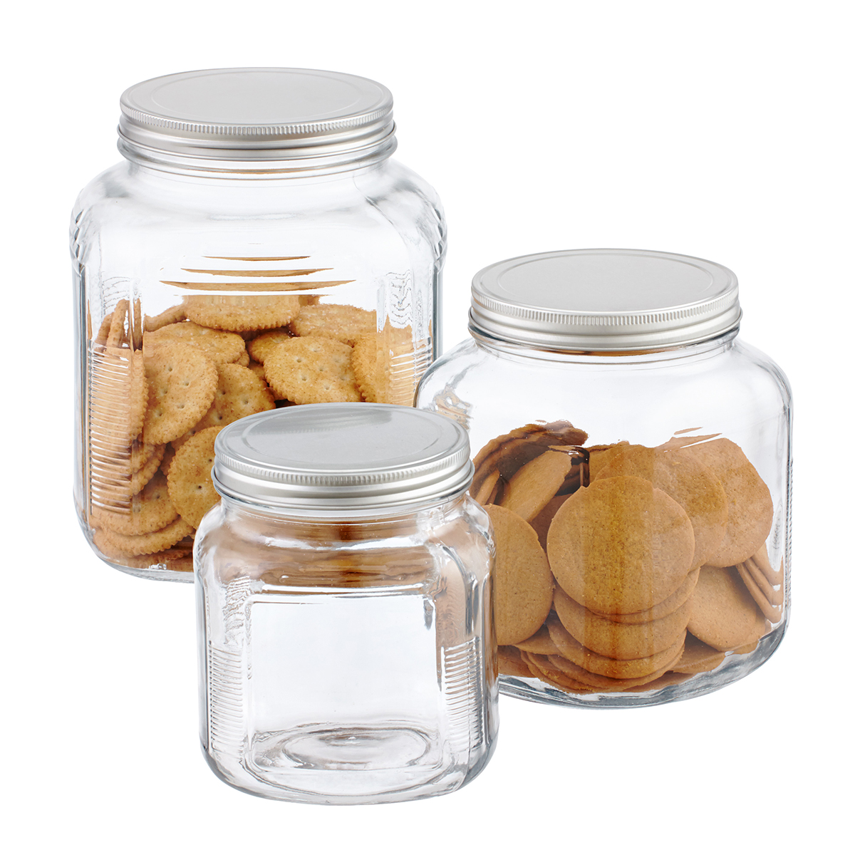 Anchor Hocking Glass Cracker Jars with Aluminum Lids