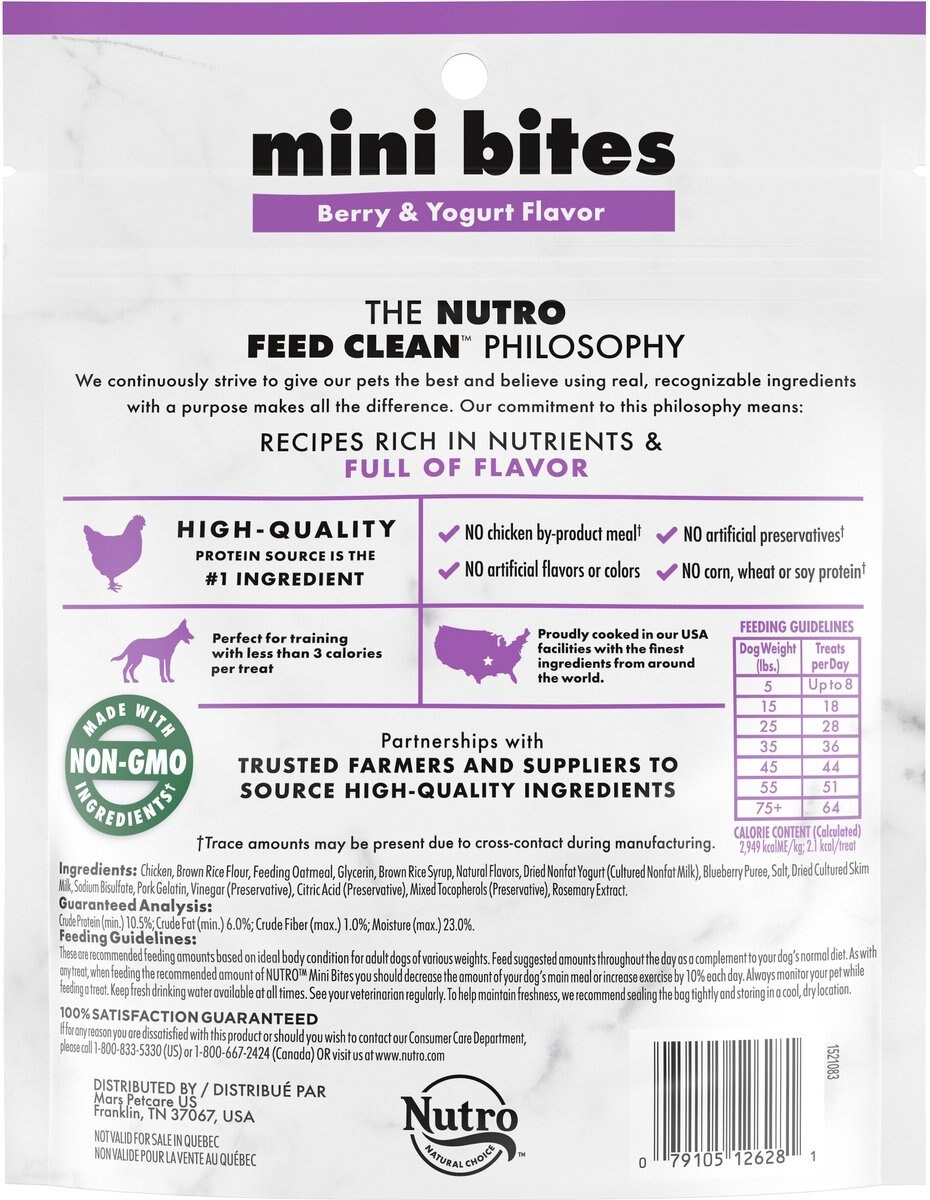 Nutro Mini Bites Berry and Yogurt Flavor Dog Treats