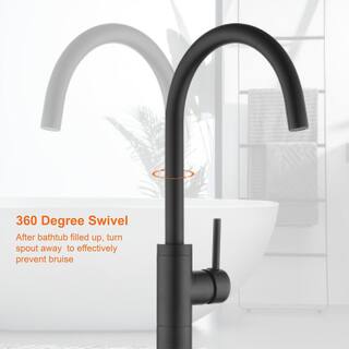 Nestfair Single-Handle Floor Mount Roman Tub Faucet in Matte Black SMD1833B