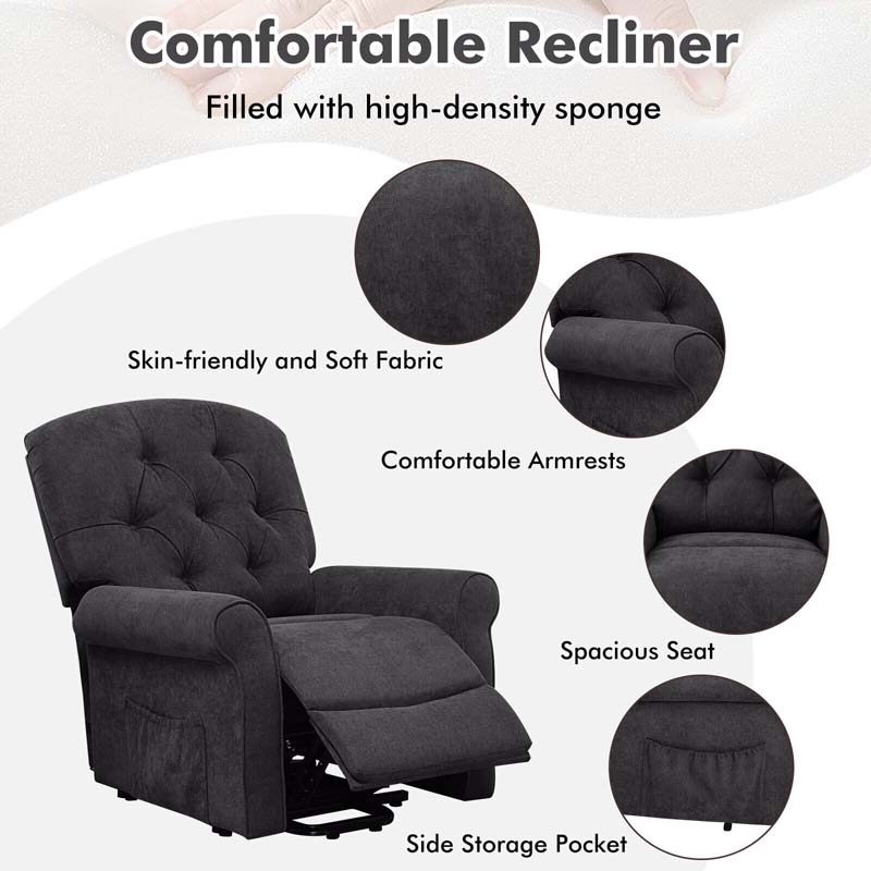 Skin-friendly Fabric Power Lift Chair for Elderly, Adjustable Electric Recliner Living Room Sofa with Remote