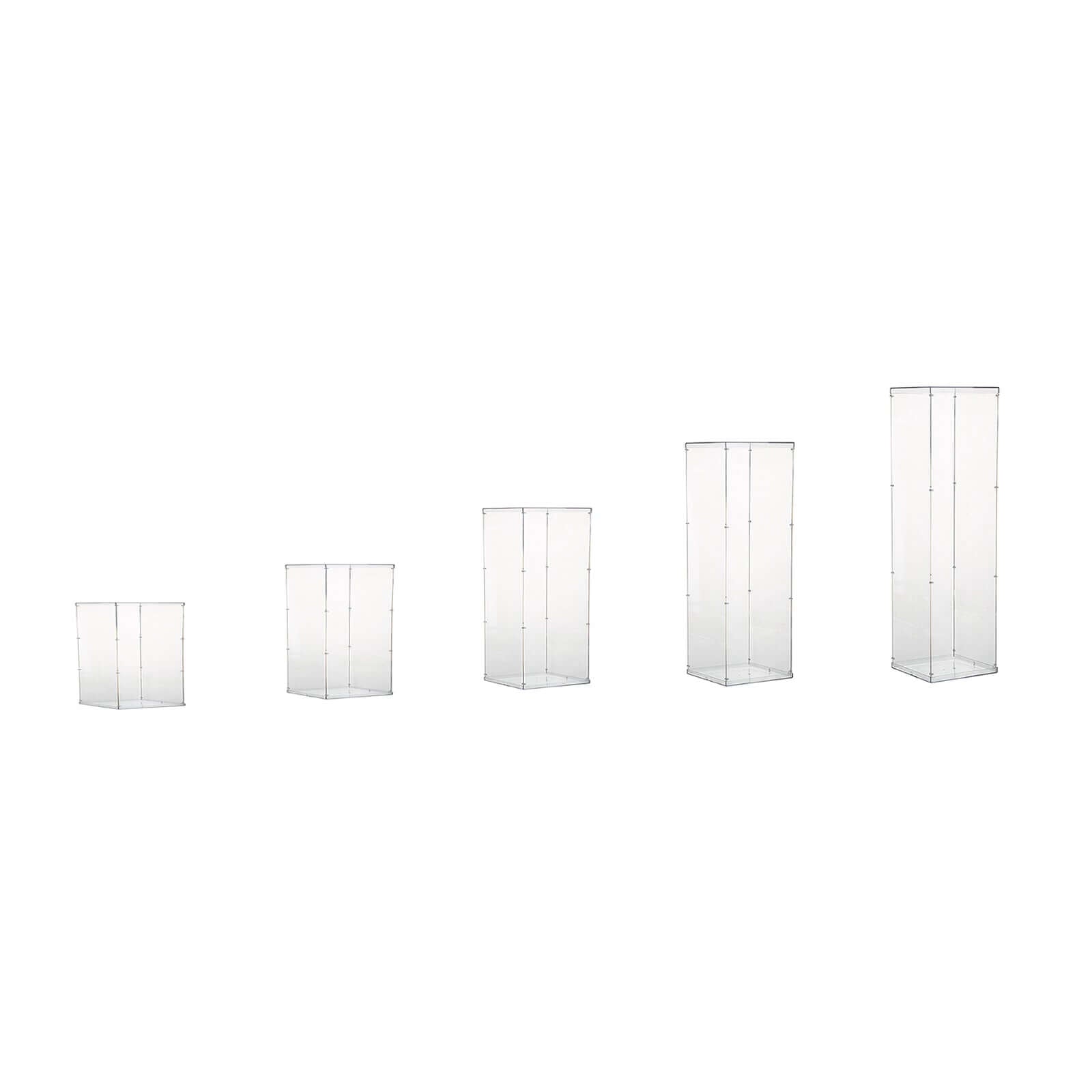 Set of 5 Clear Acrylic Pedestal Risers, Transparent Display Boxes with Interchangeable Lid and Base 12