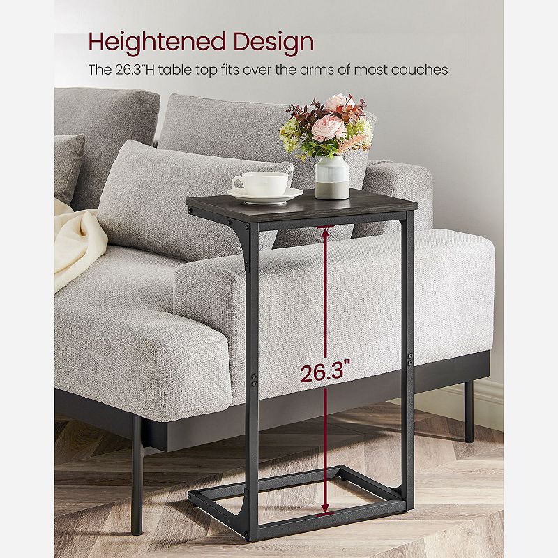 Industrial C-shaped Side Table With Metal Frame