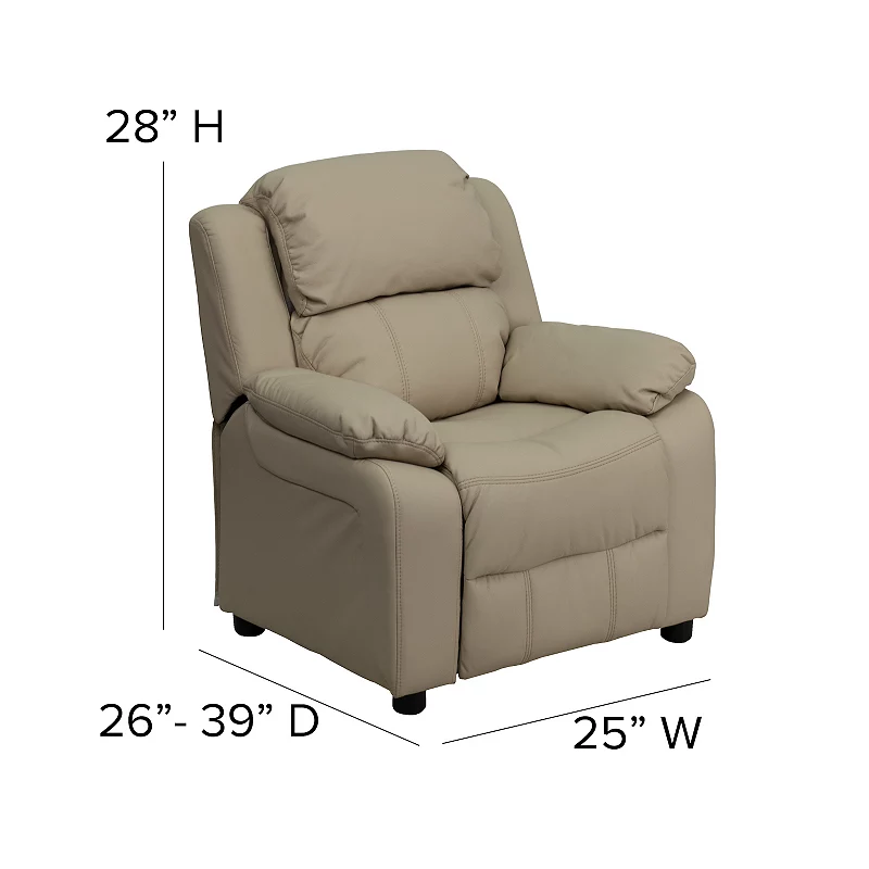 Kids Flash Furniture Deluxe Storage Arms Padded Recliner Chair