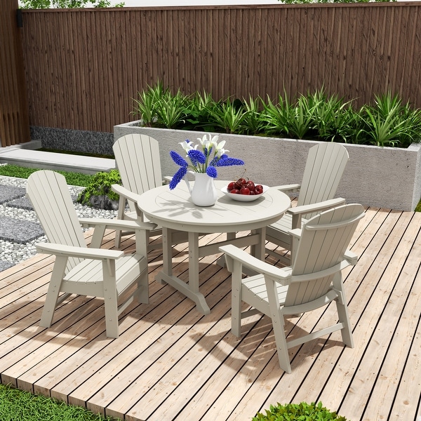 Polytrends Altura 5Piece Round Poly EcoFriendly All Weather Outdoor Dining Set